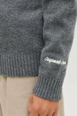 Jack & Jones Junior Trøje jorNorrebro Knit Half Zip Jnr Dark grey melange Outlet