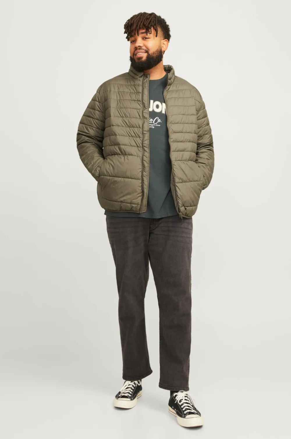 Jack & Jones Jakker & Frakker>Plus Jakke jjeState Packable Puffer Collar Canteen