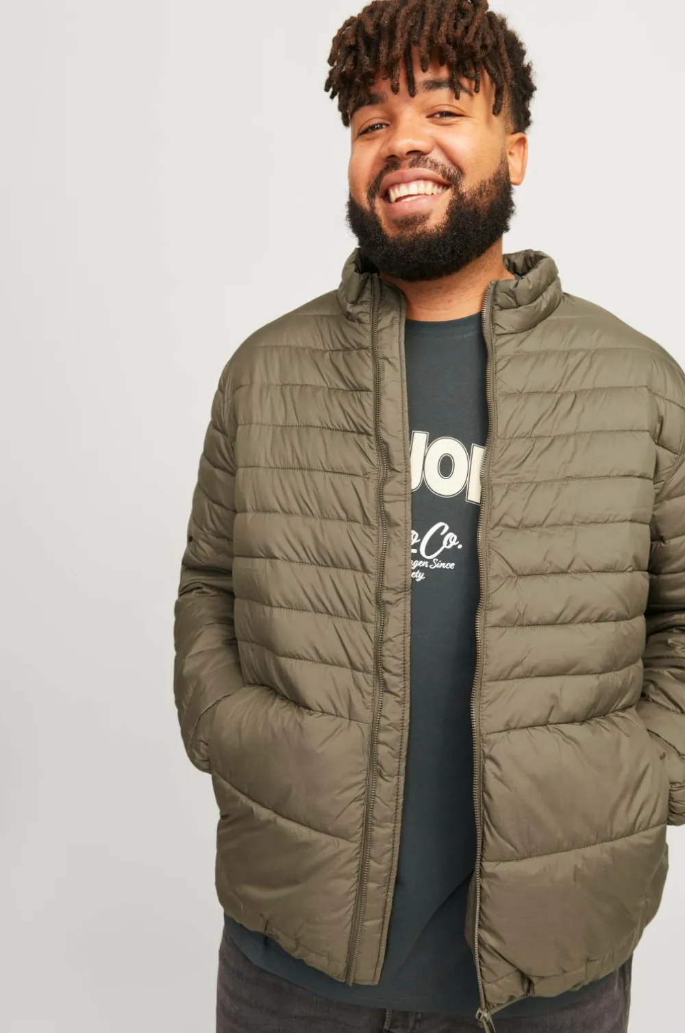 Jack & Jones Jakker & Frakker>Plus Jakke jjeState Packable Puffer Collar Canteen