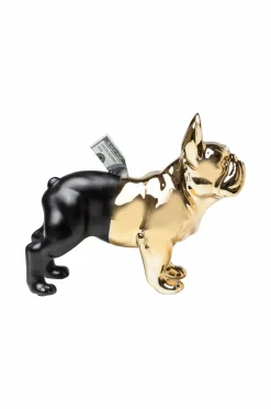 KARE Design Sparebøsse Bulldog Transparent guldfarve krom New