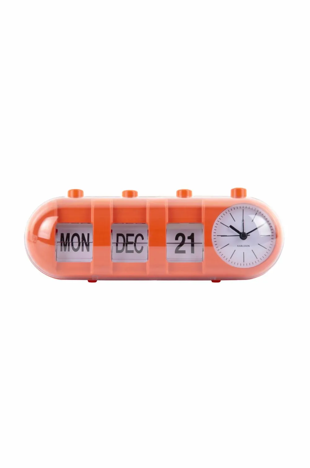 Karlsson Vækkeur Retro Tube Calendar Flip Lys orange
