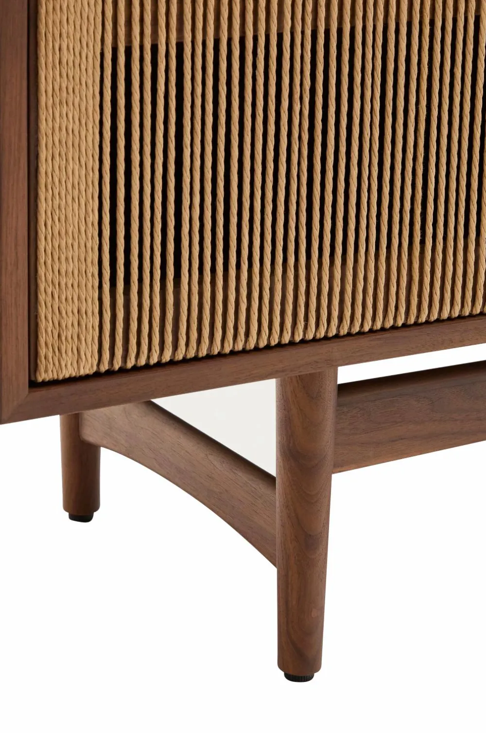 Kave Home Tv-Bænke>Elan Tv skab 3 døre finer og massiv valnød og snor 200 x 50 cm Fsc 100% Fsc Naturligt