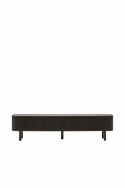 Kave Home Mailen tv-bord med 2 døre i askefinér med mørk finish 200 x 50 cm Brun Hot