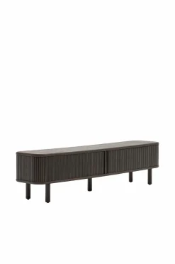 Kave Home Mailen tv-bord med 2 døre i askefinér med mørk finish 200 x 50 cm Brun Hot