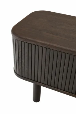 Kave Home Mailen tv-bord med 2 døre i askefinér med mørk finish 200 x 50 cm Brun Hot