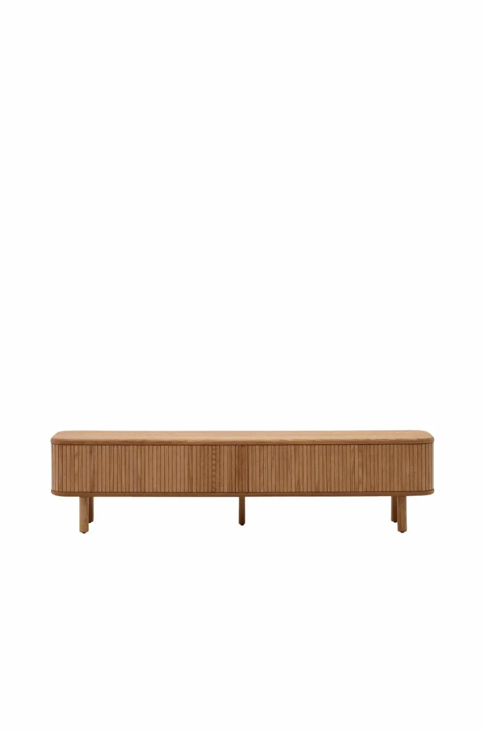 Kave Home Tv-Bænke>Mailen tv-bord med 2 døre i askefinér med mørk finish 200 x 50 cm Naturlig