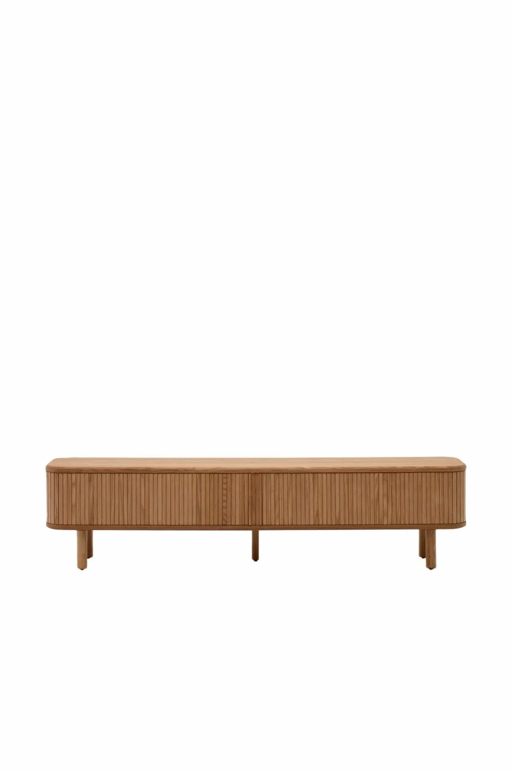 Kave Home Tv-Bænke>Mailen tv-bord med 2 døre i askefinér med mørk finish 200 x 50 cm Naturlig