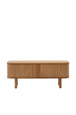 Kave Home Mailen tv-bord med 2 døre i askefinér med mørk finish 120 x 50 cm Naturlig