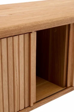 Kave Home Mailen tv-bord med 2 døre i askefinér med mørk finish 120 x 50 cm Naturlig