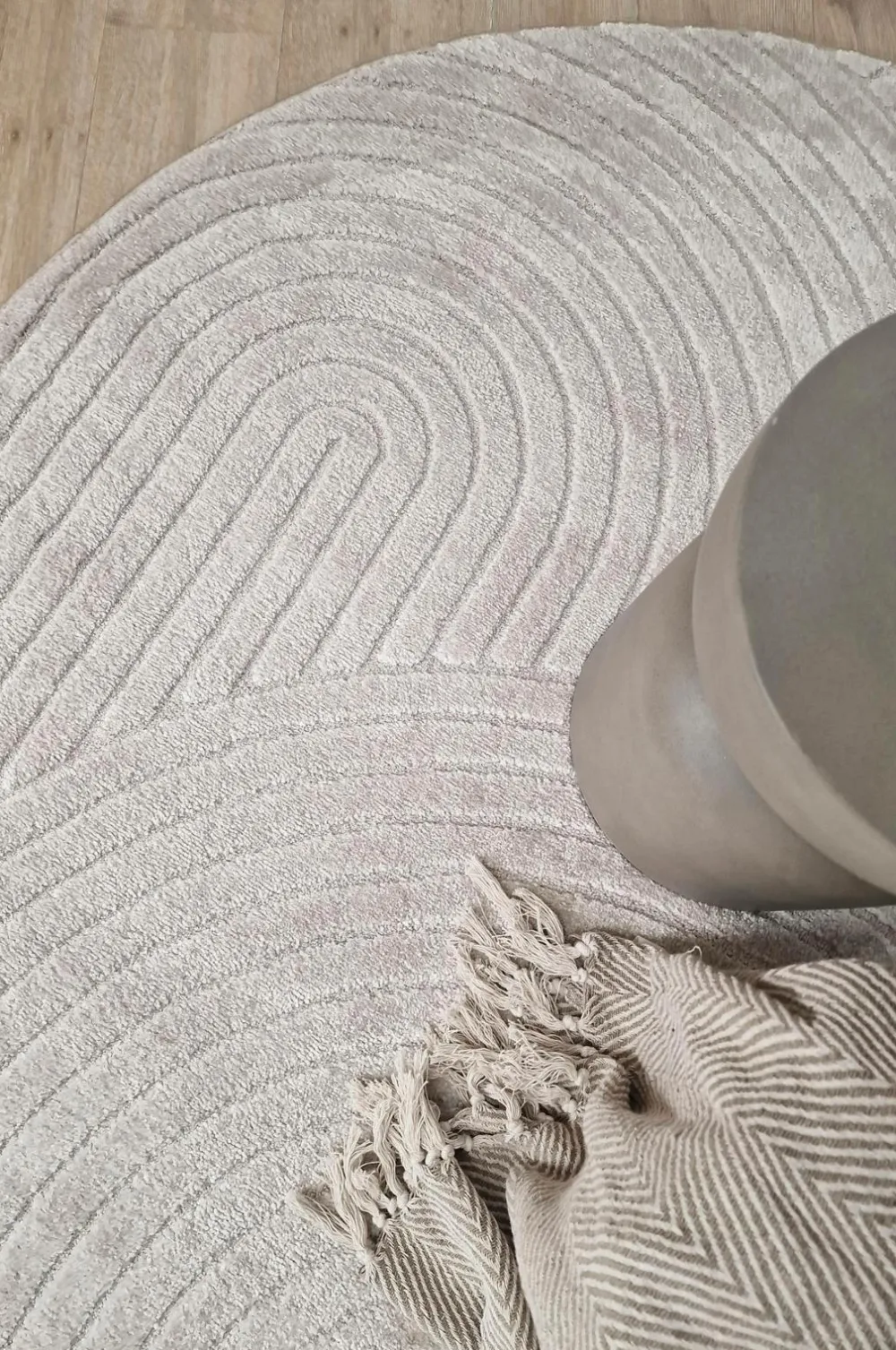 KM Home Luvtæppe Genova Zen rund Linned Discount