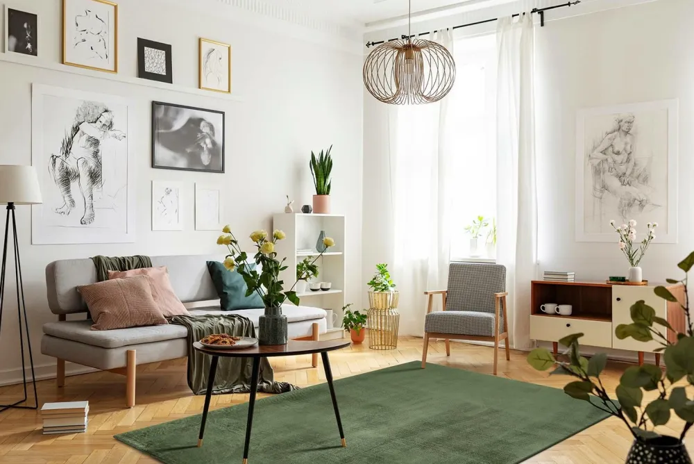 KM Home Ryatæppe Cozy Grøn Outlet