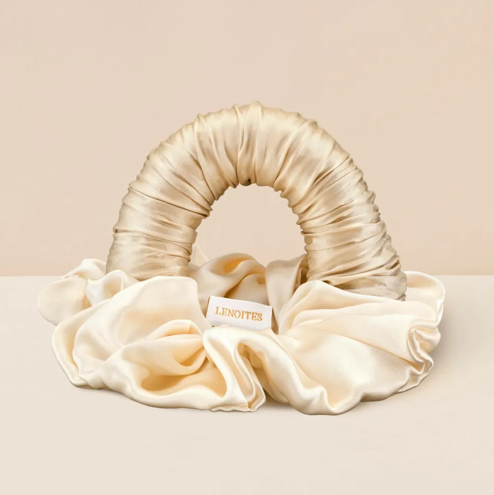 Lenoites Blowout Tie In Mulberry Silk Champagne/Golden Sand