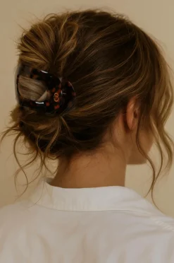 Lenoites Eco-Friendly Flat Hair Clip Bronze Leopard Clearance