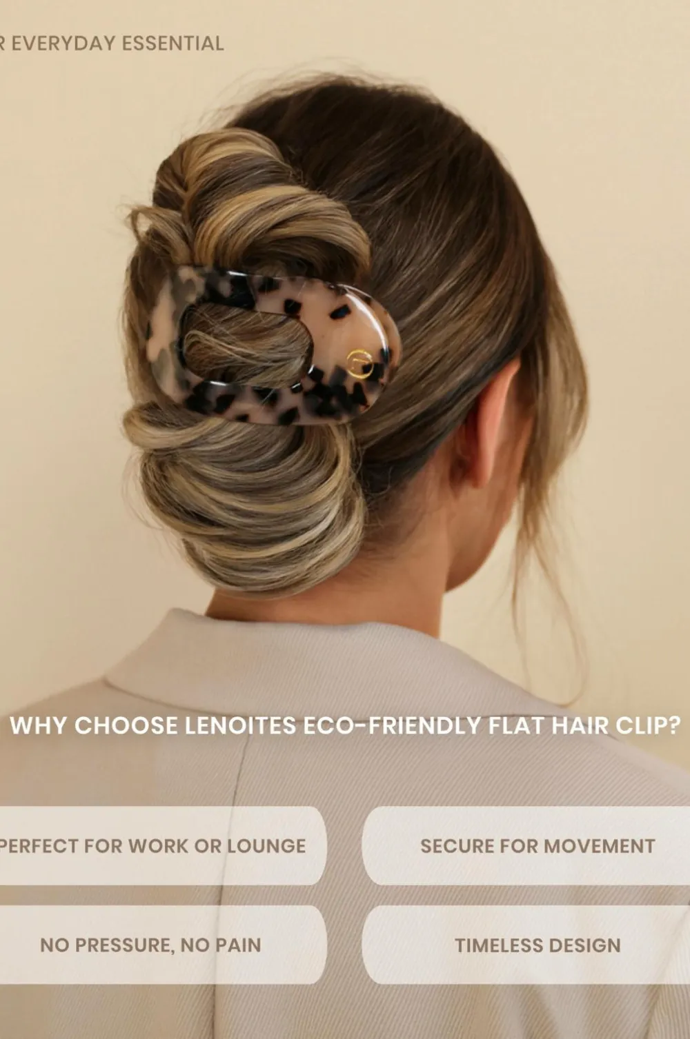 Lenoites Håraccessories>Eco-Friendly Flat Hair Clip Nude Leopard