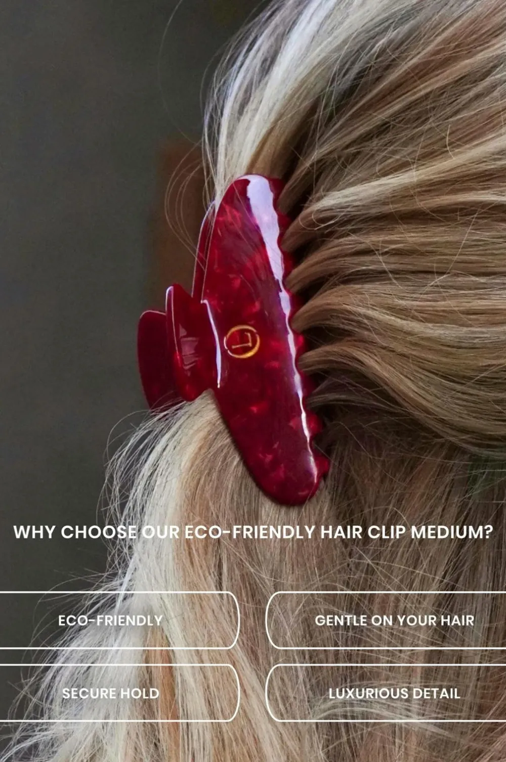 Lenoites Eco-Friendly Claw Clip Medium Red Desire New