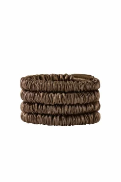 Lenoites Mulberry Silk Skinny Scrunchies Dark Brown Sale