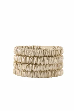 Lenoites Mulberry Silk Skinny Scrunchies Beige
