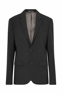 Lindbergh Habitjakke Flannel Wool Blend Blazer Black mel Outlet
