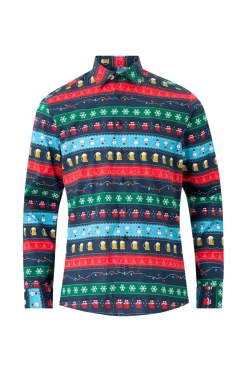 Lindbergh Nattøj & Homewear>Pyjamasskjorte Aop Christmas Shirt L/S Navy