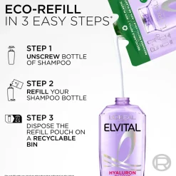 L'Oréal Paris Hår|Hår>Elvital Hyaluron Plump Shampoo For Dehydrated Hair Refill 500 Ml