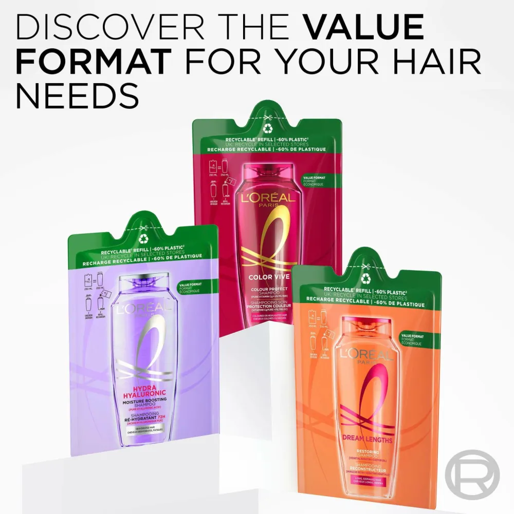 L'Oréal Paris Hår|Hår>Elvital Dream Length Shampoo For Long Hair Refill 250 Ml