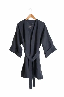 Lovely Linen Kimono Lovely i vasket hør Dark grey New