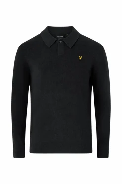 Lyle & Scott Trøjer>Polotrøje Lambswool Blend Rugby Jumper W155 jet black marl