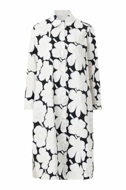 Marimekko Kjoler>Runoelma Unikko hvid, sort, lysegrå