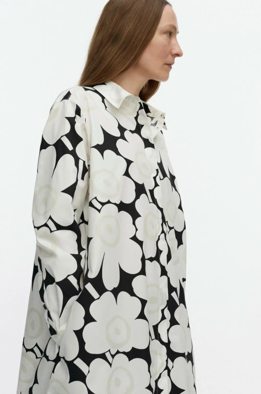 Marimekko Kjoler>Runoelma Unikko hvid, sort, lysegrå