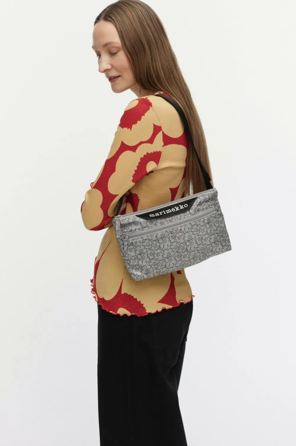 Marimekko Taske Neat Crossbody Piirto Unikko S Grey/Black New