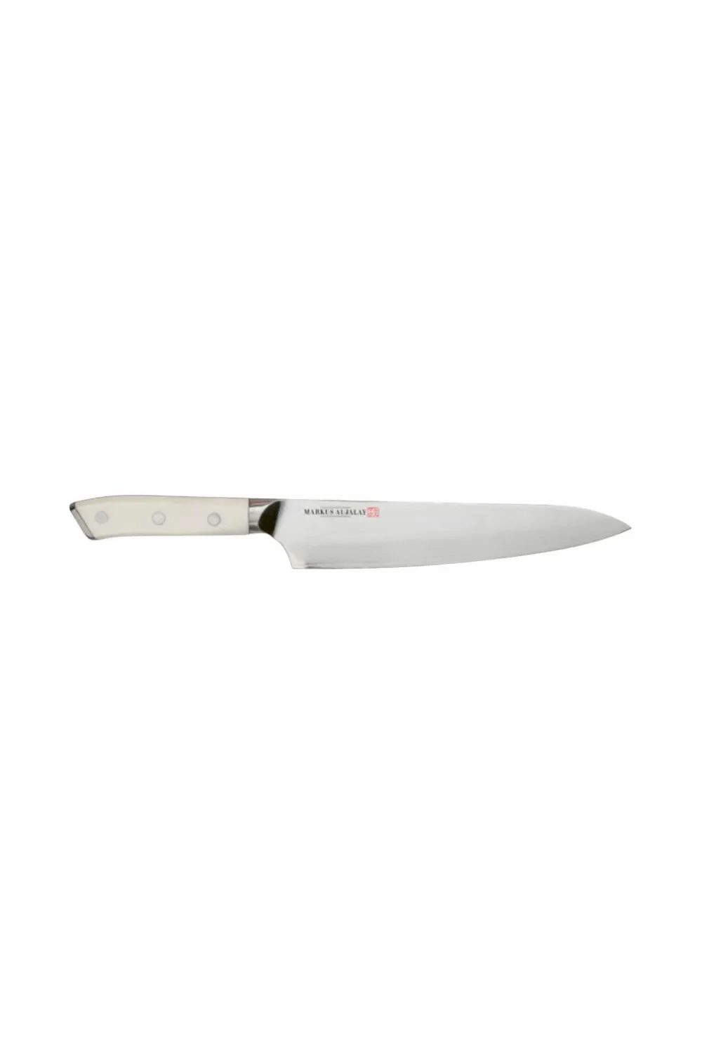 Markus Aujalay Køkkenknive & Knivtilbehør>Kokkekniv Damaskus 32 cm Nikkelpletteret messing