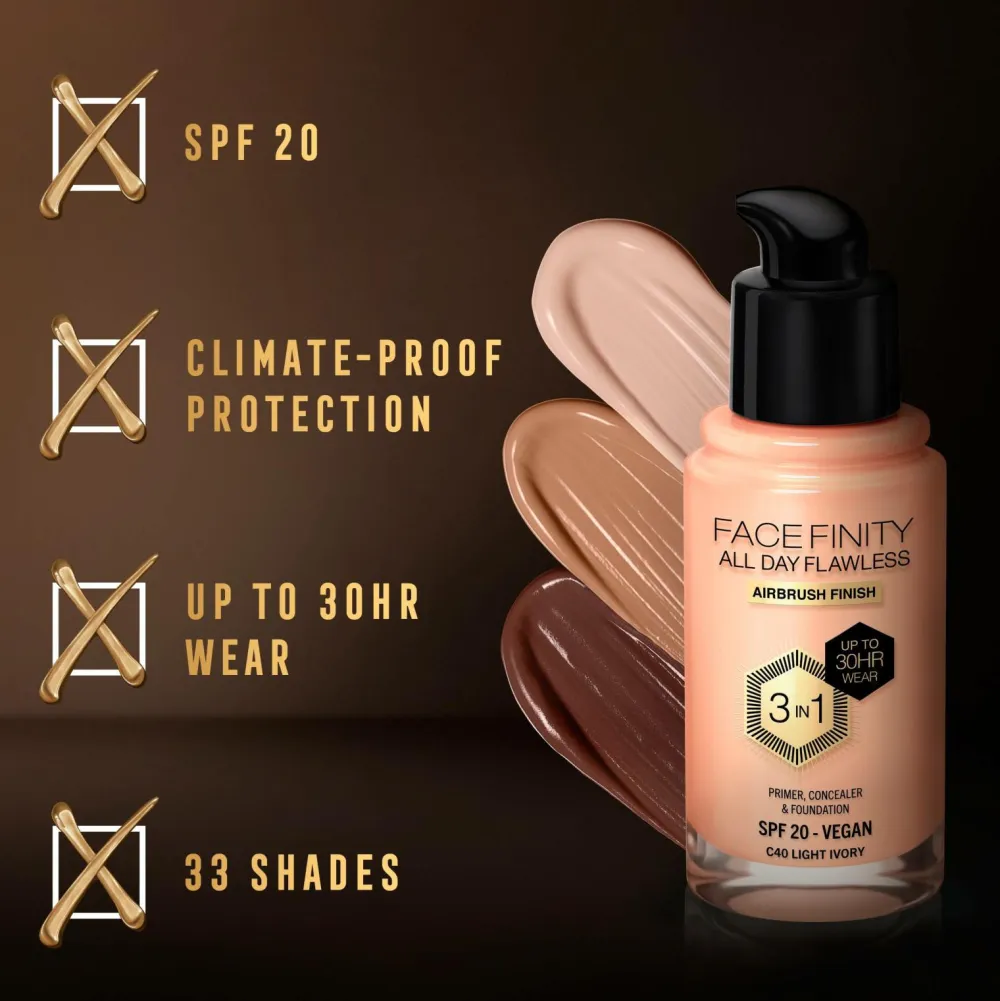 Max Factor Ansigt>All Day Flawless 3in1 Foundation 40 light ivory