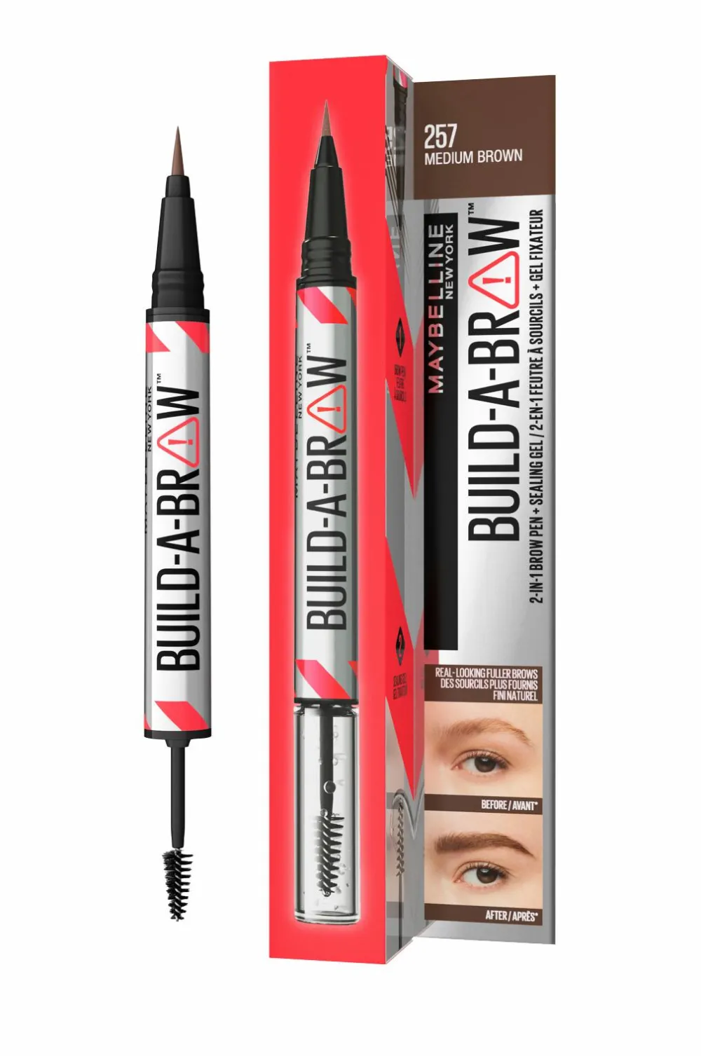 Maybelline Øjenbryn>BUILD-A-Brow 2-I-1 Brow Pen 257 Medium Brown