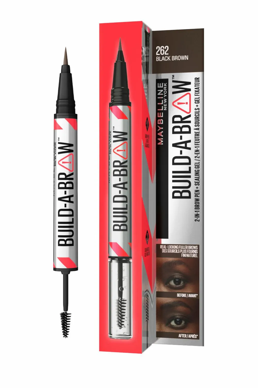 Maybelline Øjenbryn>BUILD-A-Brow 2-I-1 Brow Pen 262 Black Brown