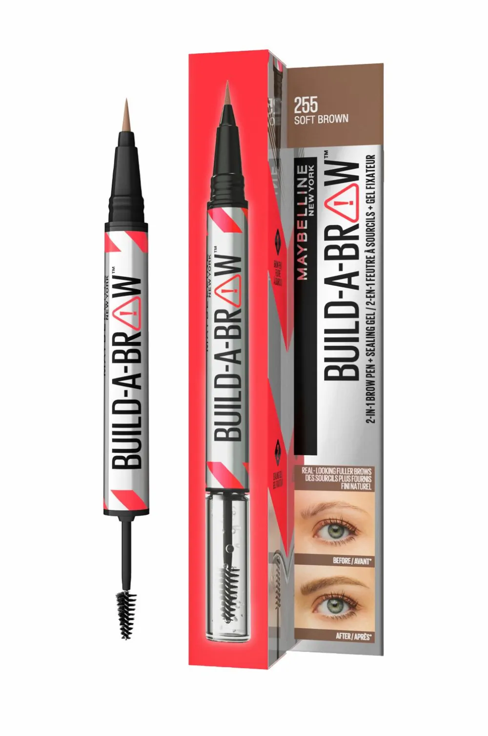 Maybelline BUILD-A-Brow 2-I-1 Brow Pen 255 Soft Brown Clearance