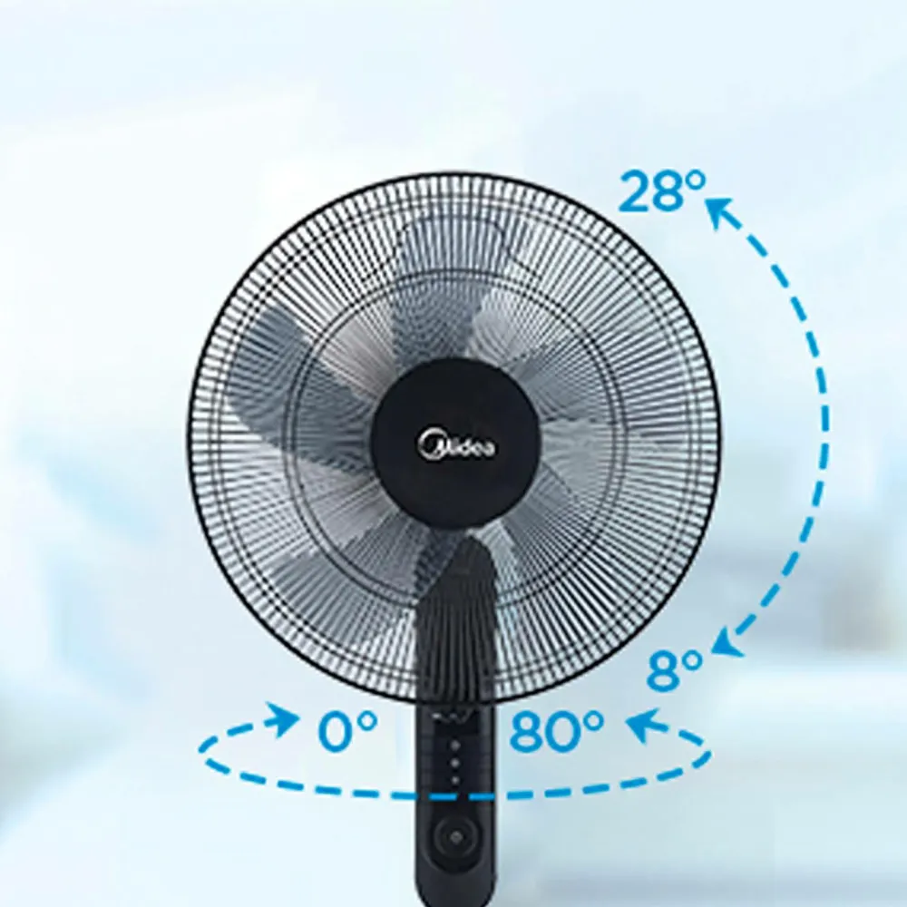 Midea Gulvvifte 3 hastigheder og fjernbetjening, sort No color Clearance