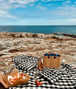 Midnatt Sengetæppe Gingham Black And White Sale
