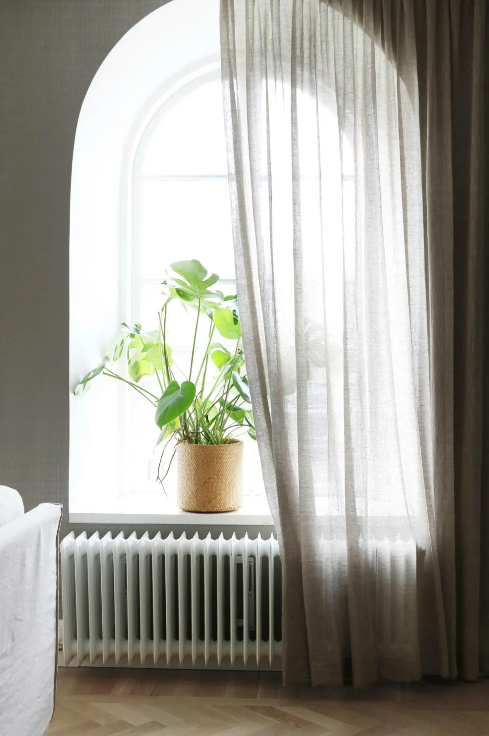 Mimou Hørgardiner>Gardin Kelly, hørlærred, dobbelt bredde Natur