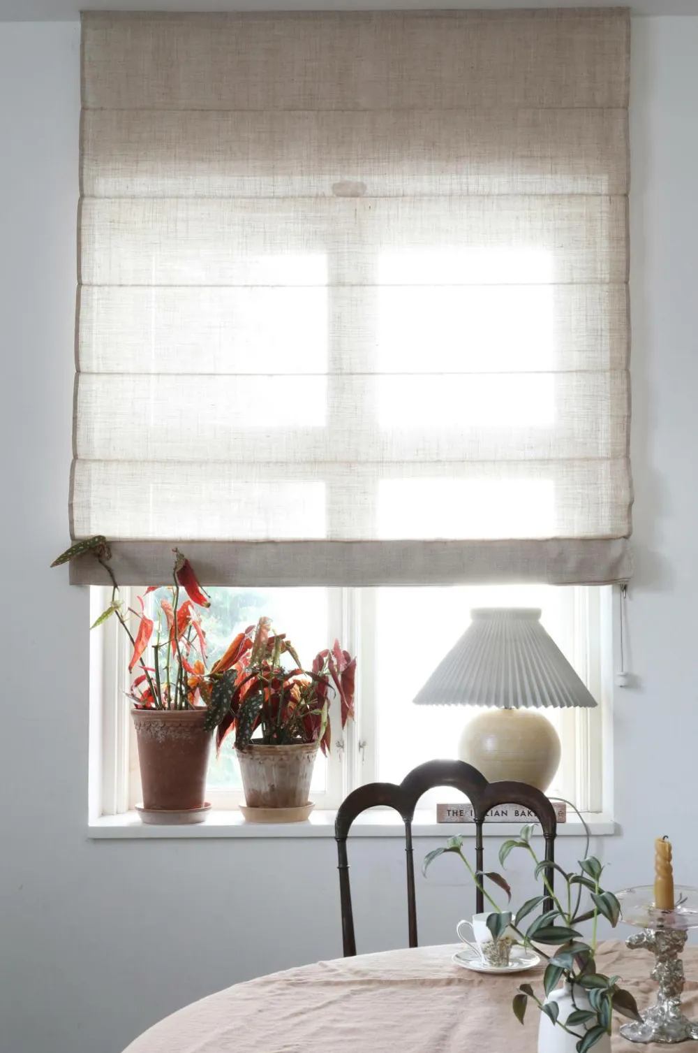 Mimou Liftgardin Ellie halvlærred 220 cm høj Naturrosa Discount