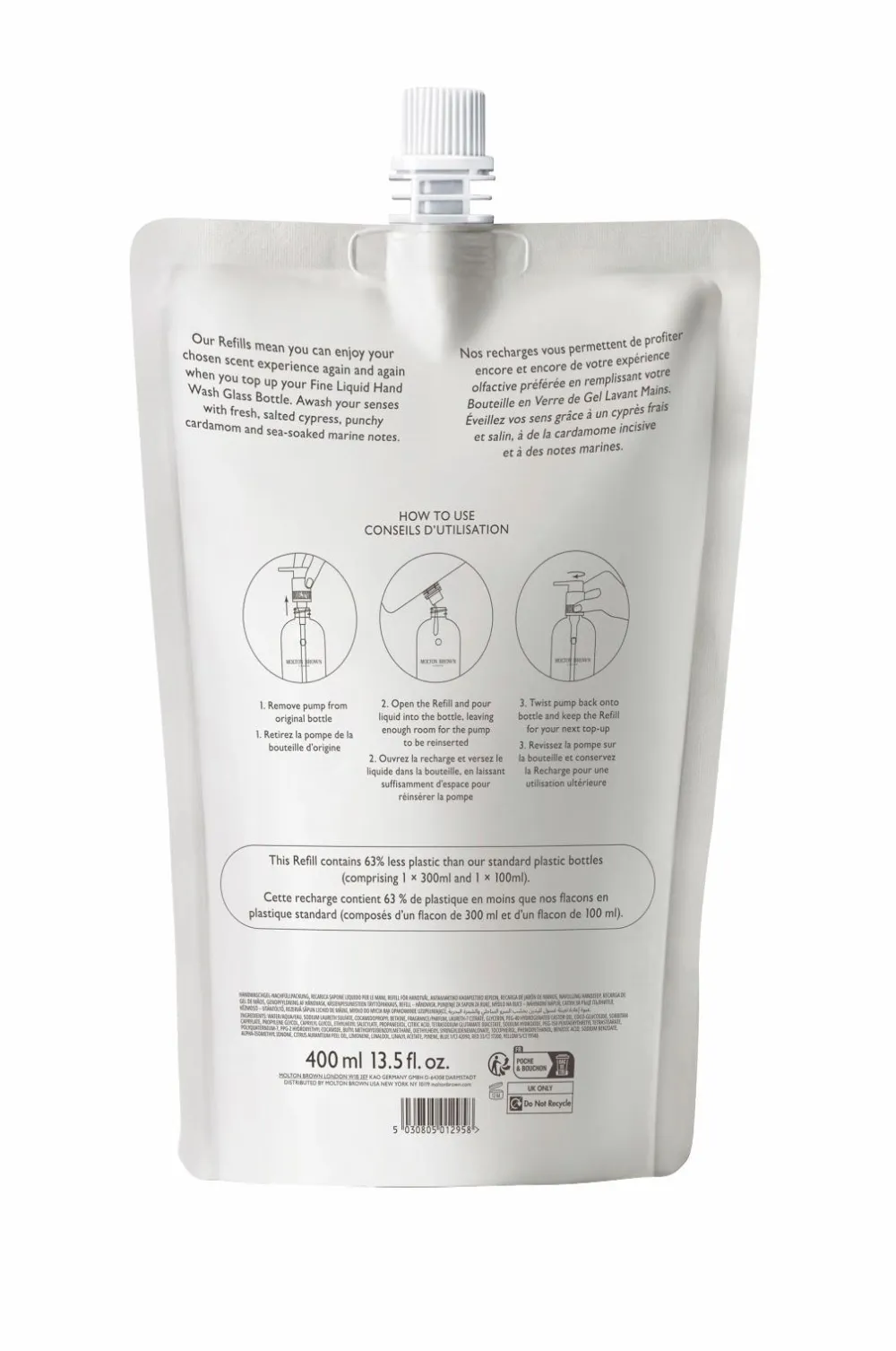 Molton Brown Coastal Cypress & Sea Fennel Fine Liquid Hand Wash Refill 400 Ml Clearance