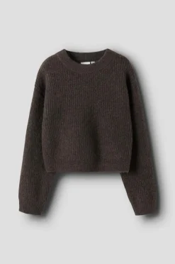 Name it Pullover nkfHolly LS Boxy Short Knit Seal brown Clearance
