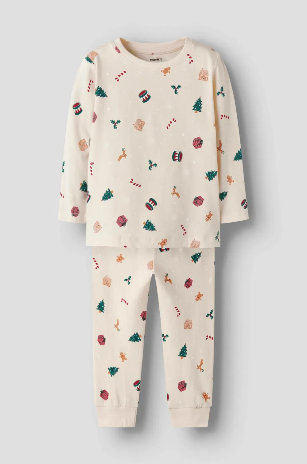 Name it Nattøj & Homewear>Pyjamassæt nmnVismas LS White gray