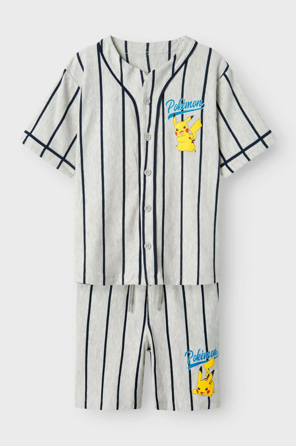 Name it Skjorte + shorts nkmMaska Pokemon Nreg Shortsset Sky Light grey melange Clearance