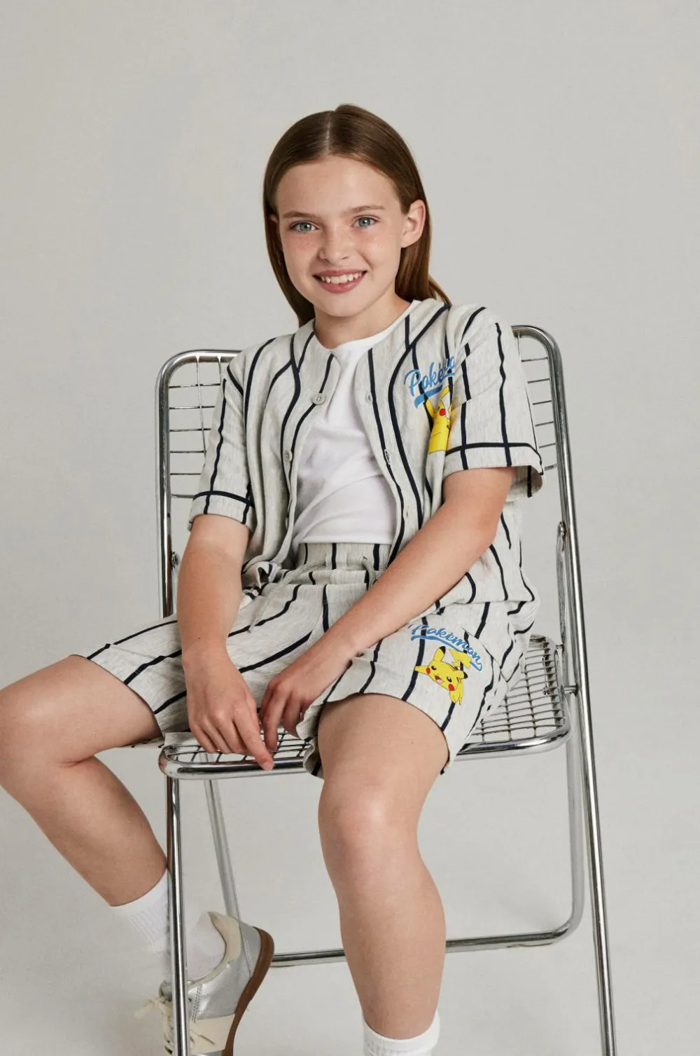 Name it Skjorte + shorts nkmMaska Pokemon Nreg Shortsset Sky Light grey melange Clearance