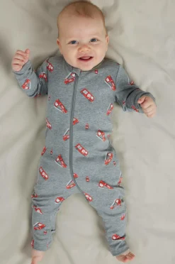 Name it baby Pyjamasoverall nbmNightsuit Zip FF Firetruck NO 2-pak Grey melange New