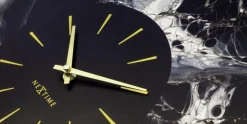 NeXtime Vægur Marble Duo 48 cm Guld/Sort