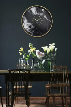NeXtime Vægur Marble Duo 48 cm Guld/Sort