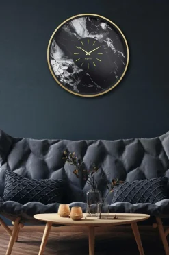 NeXtime Vægur Marble Duo 48 cm Guld/Sort
