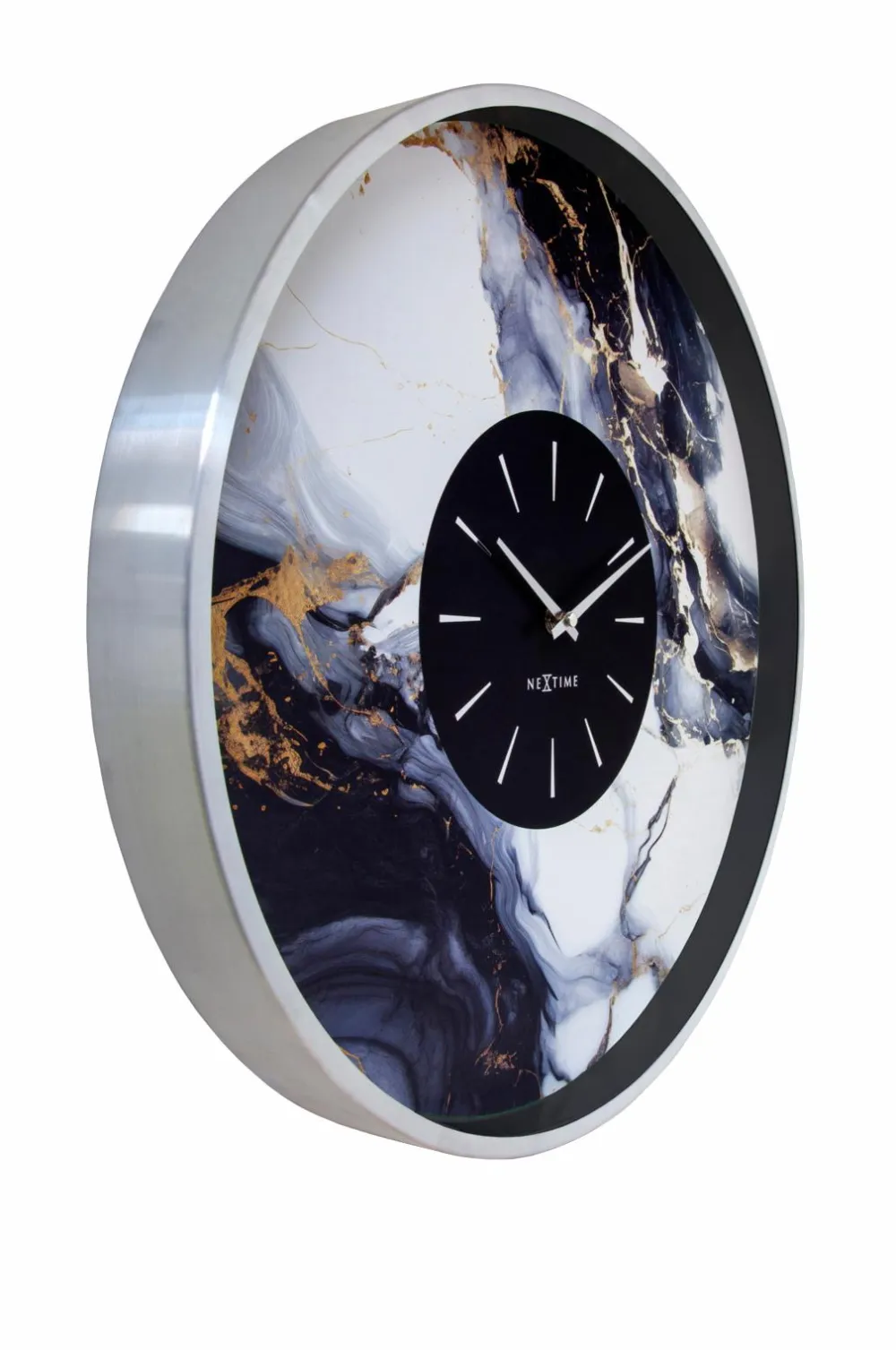 NeXtime Vægure>Vægur Marble Duo 48 cm Sølv/Sort