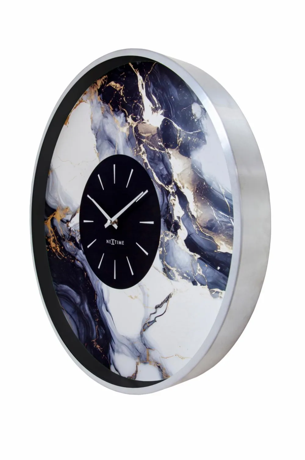 NeXtime Vægure>Vægur Marble Duo 48 cm Sølv/Sort